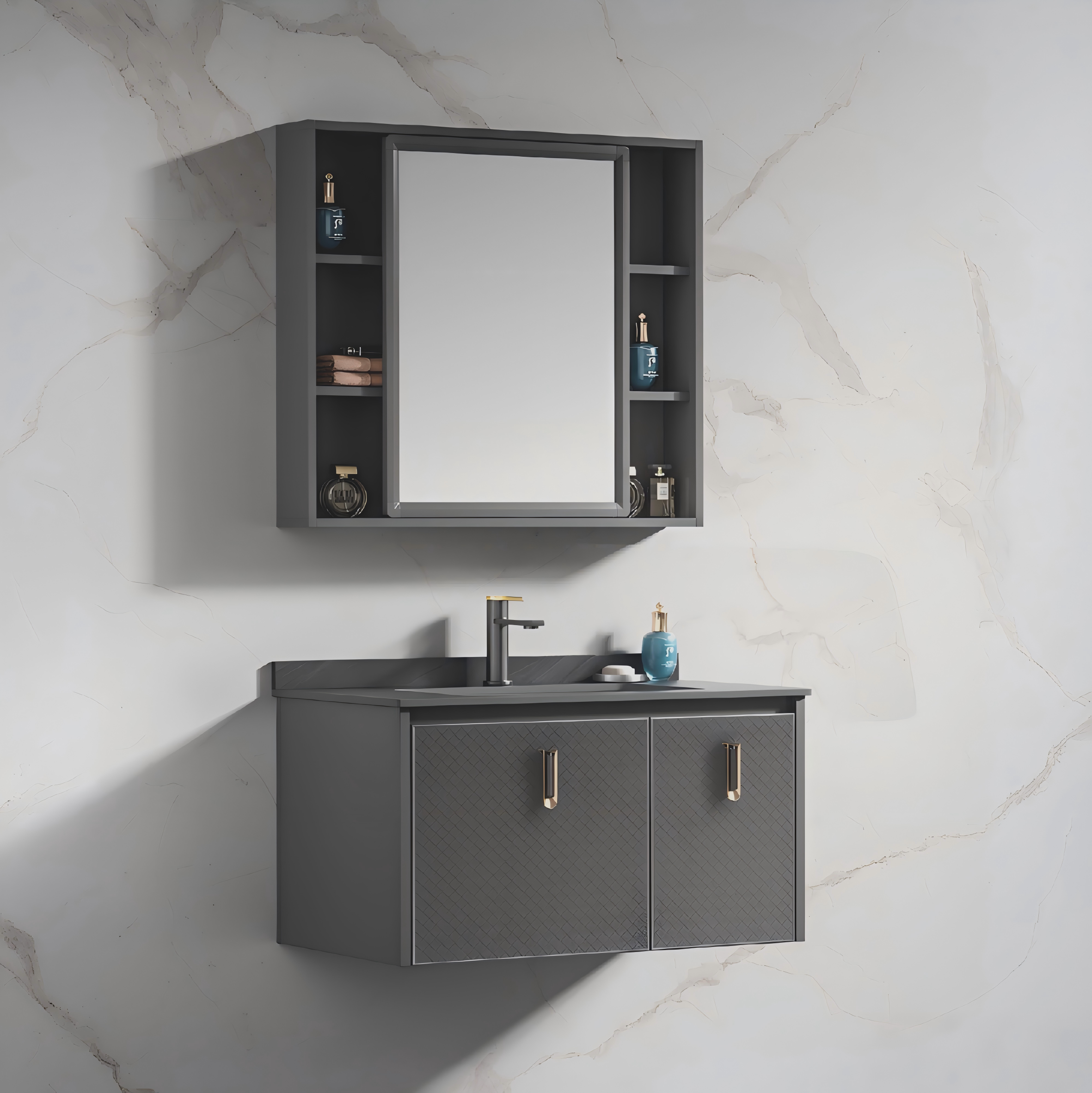 BATHROOM CABINET(PVC+MARBLE)