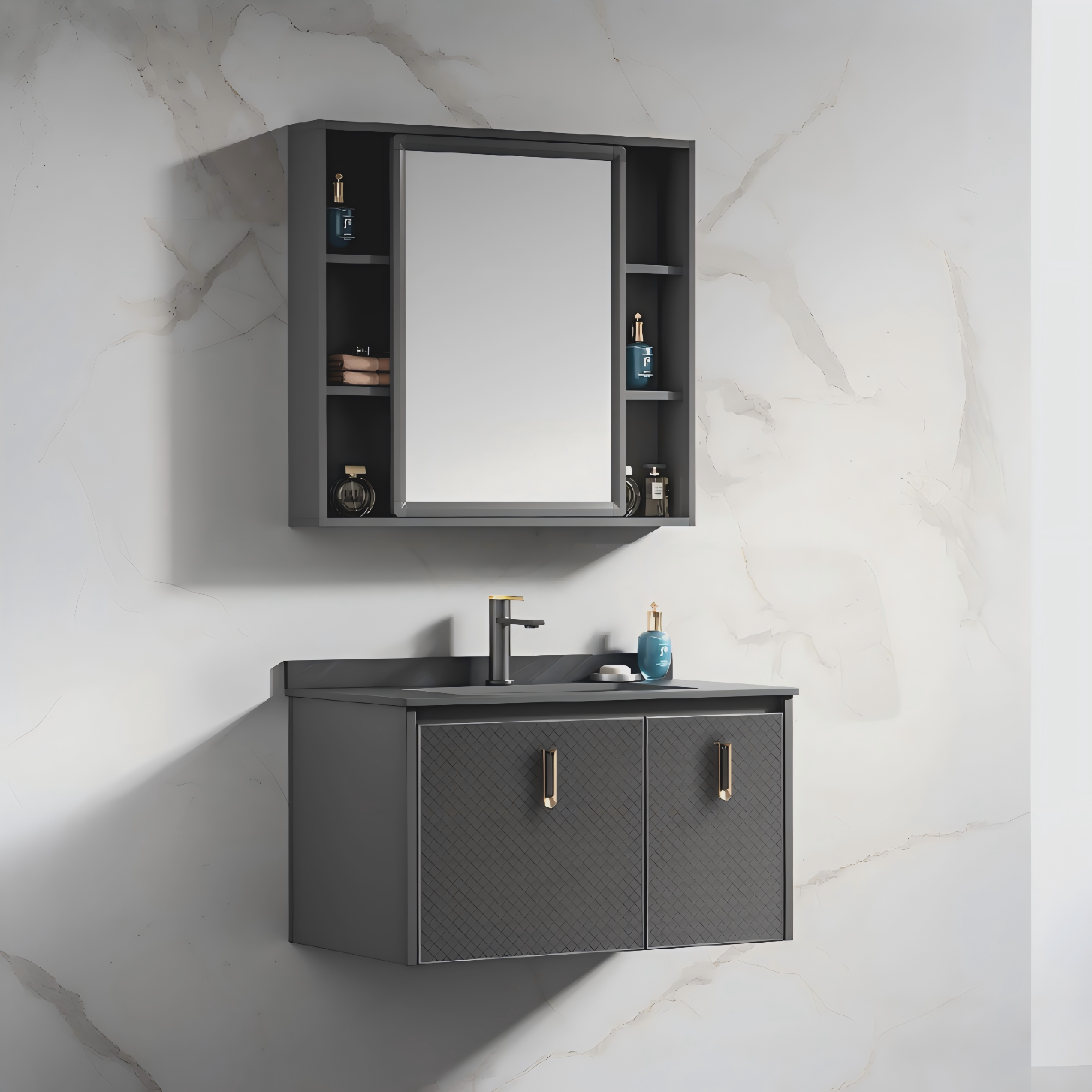 BATHROOM CABINET(PVC+MARBLE)